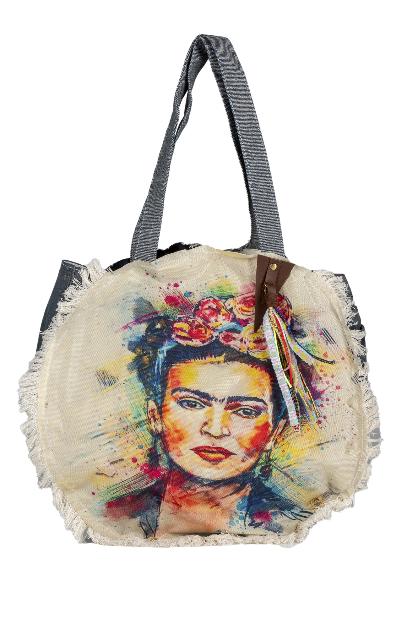 Umhängetasche Frida Kahlo rund Jeanslook